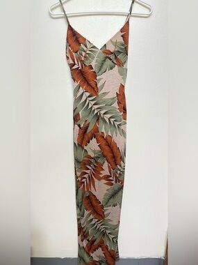 Windsor Tropical Leaf Maxi Dress in Rust & Sage